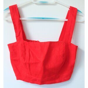 FARM Rio Red Crop Top 100% linen